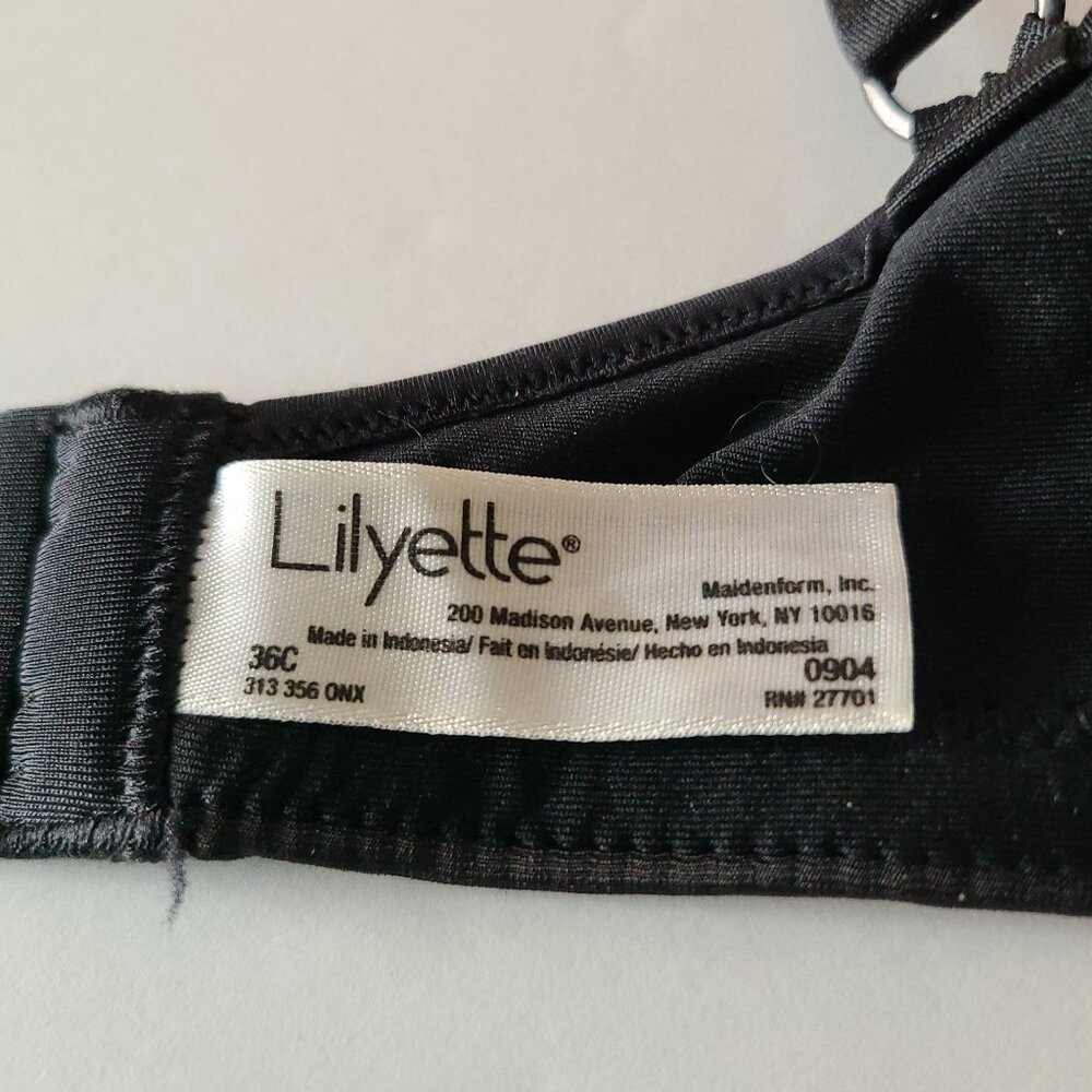 LILYETTE BY BALI BRA PLUNGE MINIMZER UNDERWIRE KEYHOLE FRONT- ONYX -SIZE 36C - Picture 7 of 15
